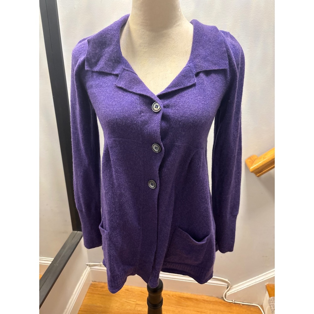 Rani Arabella Cashmere Cardigan Womens Small Purple Excellent Empire Waist Italy